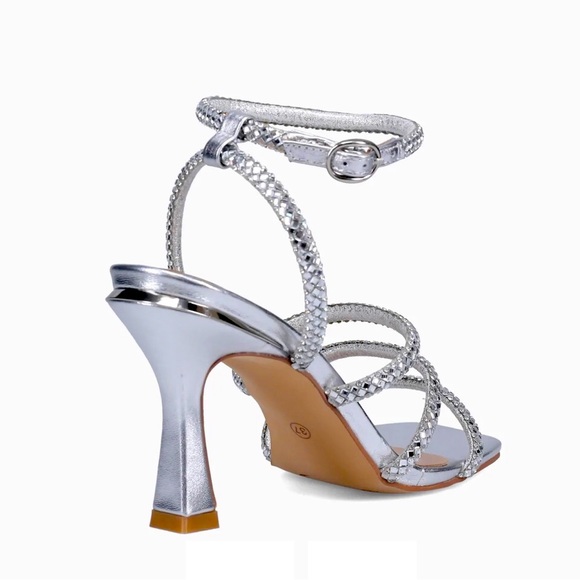 Alma En Peña Silver Rhinestone Sandals-Menbure Evening and Hand-pack NWT Italy - Picture 6 of 12